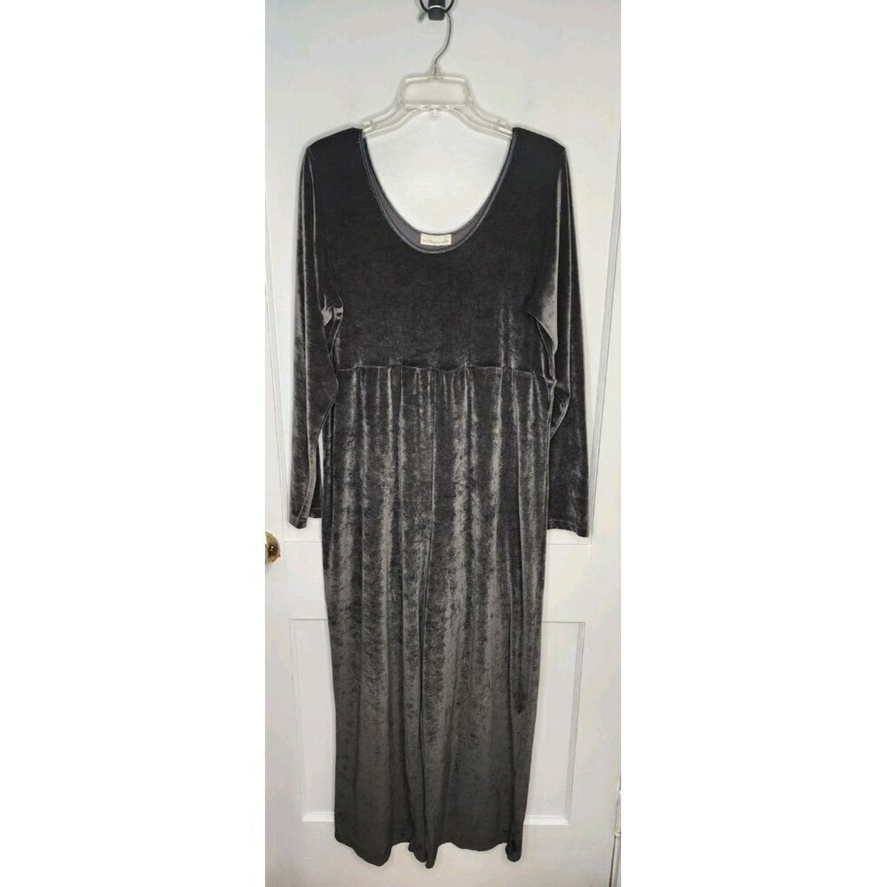 Vtg Victoria's Secret 90's Gray Black Velvet Jumpsuit Scoop Neck Wide Leg Velour